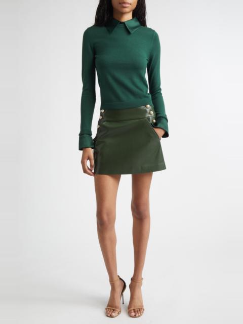 Alice + Olivia Alice + Olivia Donald Faux Leather Miniskirt in Dark Olive at Nordstrom
