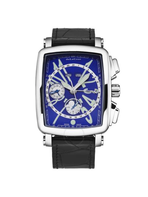 Other Designers deLaCour Vialarga Chronograph GMT Automatic Moon Phase Day-Night Blue Dial Men's Watch WAST1026-BLU