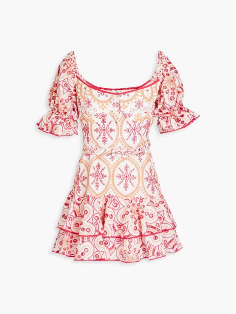 Charo Ruiz Jean belted broderie anglaise cotton-blend mini dress
