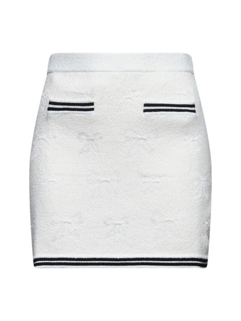 self-portrait Ivory bow jacquard knit mini skirt