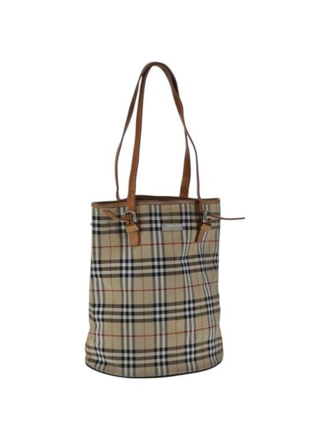 Burberry Burberry Nova Check Shoulder Bag Nylon Leather Beige Silver