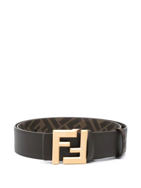 FENDI Fendi Men Ff Squared Leather And Canvas Reversible Belt