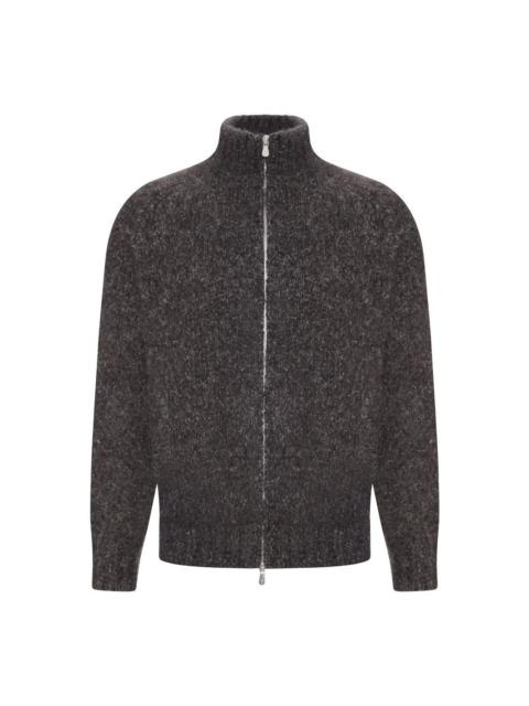 Brunello Cucinelli BRUNELLO CUCINELLI Charcoal Bouclé Knit Zip Sweater New & Au
