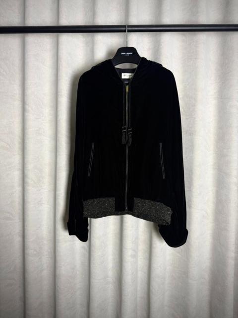 SAINT LAURENT Saint Laurent Paris 20SS Black Velvet Hooded Jacket by Anthony Vaccarello