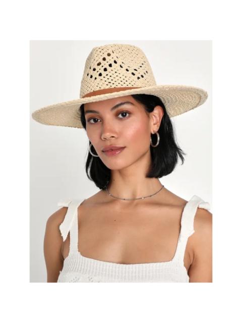 Lulu's - Lulus Bright Day Beauty Beige Woven Straw Fedora Hat