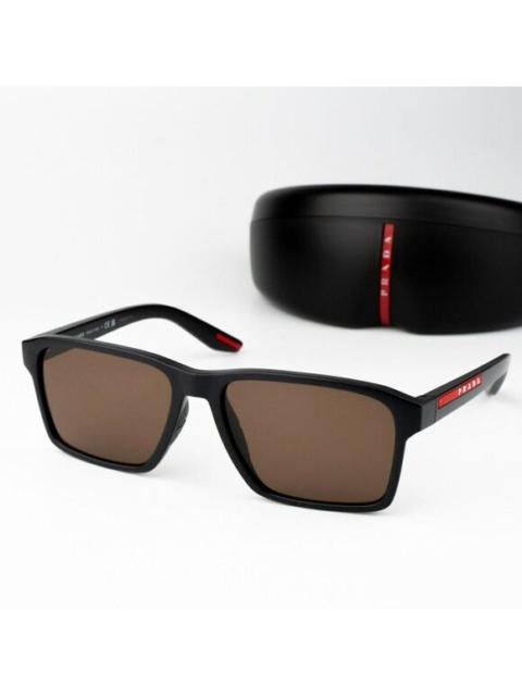 Prada NEW Prada Linea Rossa PS05YS DG050A Black Rubber Brown Unisex Sunglasses