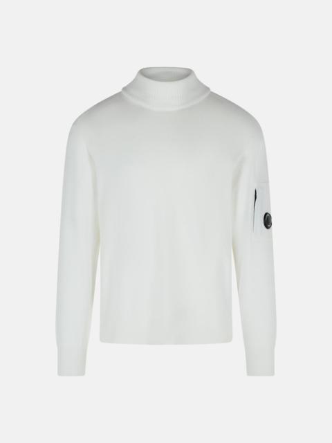 C.P. Company 'LENS' TURTLENECK SWEATER IN WHITE VIRGIN WOOL BLEND