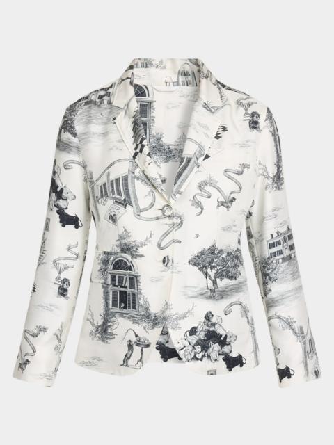Thom Browne Hector Toile Unconstructed Silk Twill Fit 3 Sportcoat