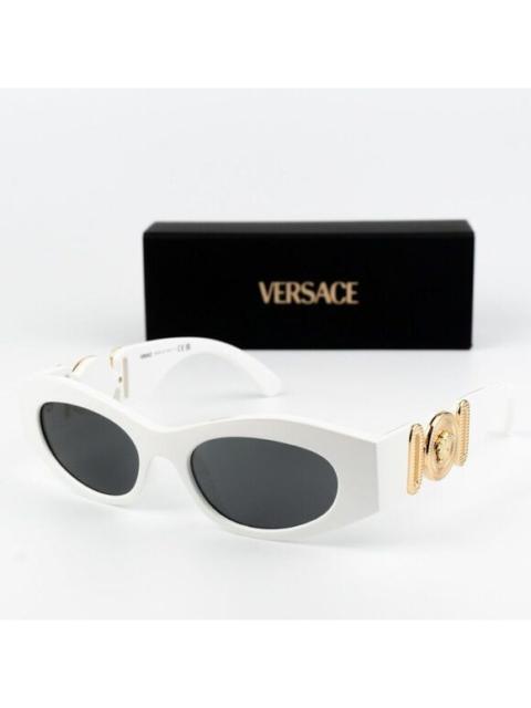 VERSACE NEW Versace VE4480U 314/87 White Dark Grey Oval Unisex Sunglasses