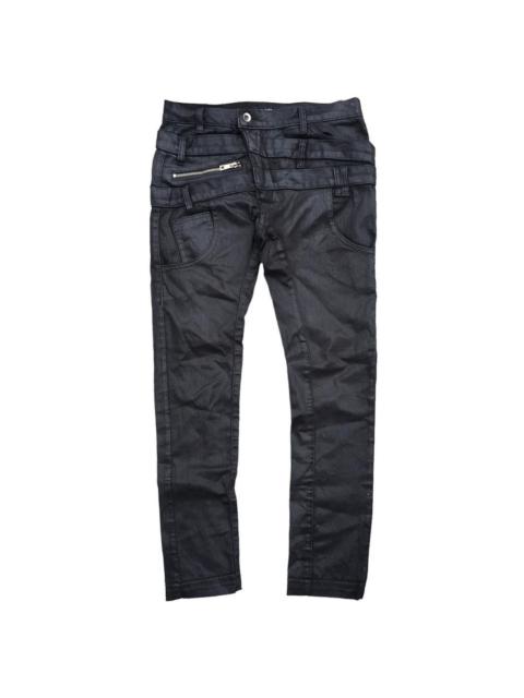 Other Designers If Six Was Nine - Glamour Asymmetrical Triple Waist Waxed Jeans