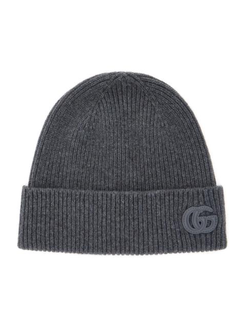 GUCCI Gucci Men Grey Beanie With Logo Patch On The Front In Wool Man
