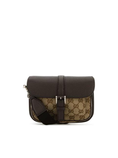 GUCCI Gucci Brown Leather Mini Gg Crossbody Bag