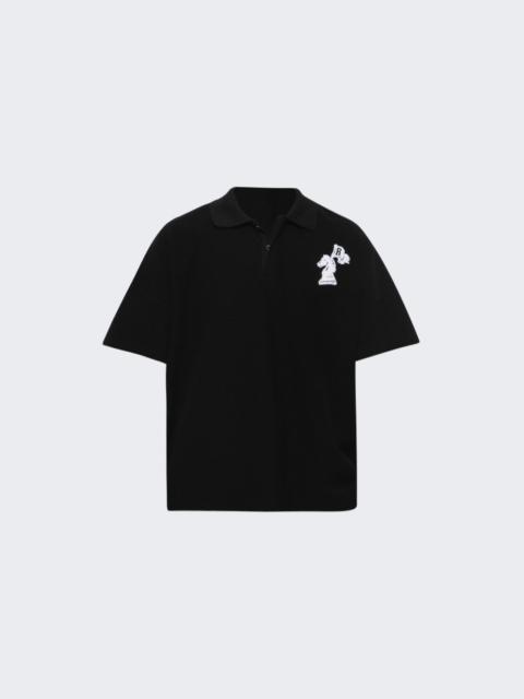 Rhude Pique Boxy Polo Shirt Black And White