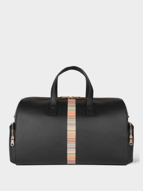 Paul Smith Black Leather 'Signature Stripe' Trim Day Holdall
