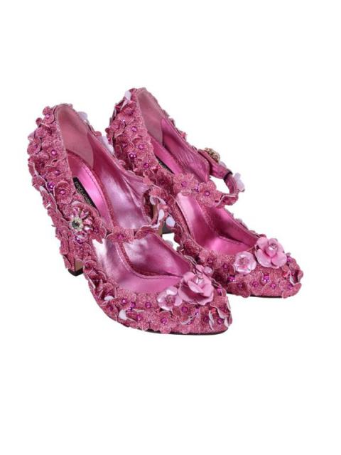 Dolce & Gabbana Studded Glitter Princess Cinderella Pumps Shoes COCO Pink 06958
