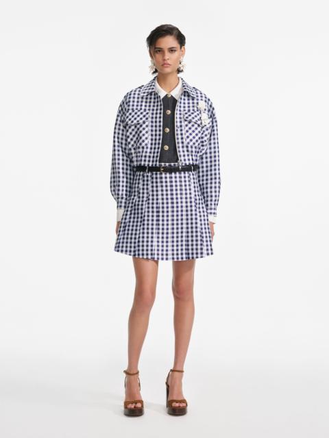 self-portrait Navy Gingham Taffeta Jacket