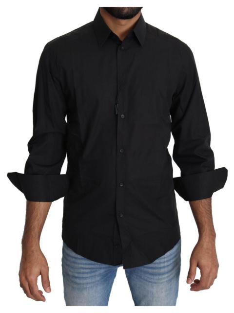 Dolce & Gabbana Men's Black Cotton Formal Top Shirt