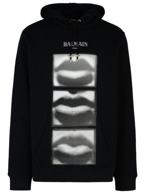 Balmain 'Lips' Black Cotton Sweatshirt Men