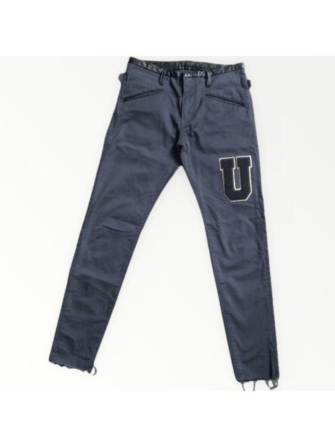 UNDERCOVER SS18 Leather Waist Wool Vasity Patch Jeans