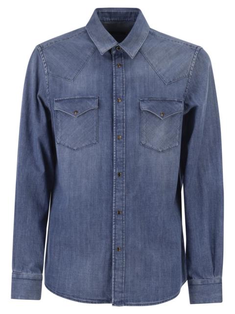 PESERICO Peserico Men Lightweight Cotton Denim Shirt With Patch Pockets