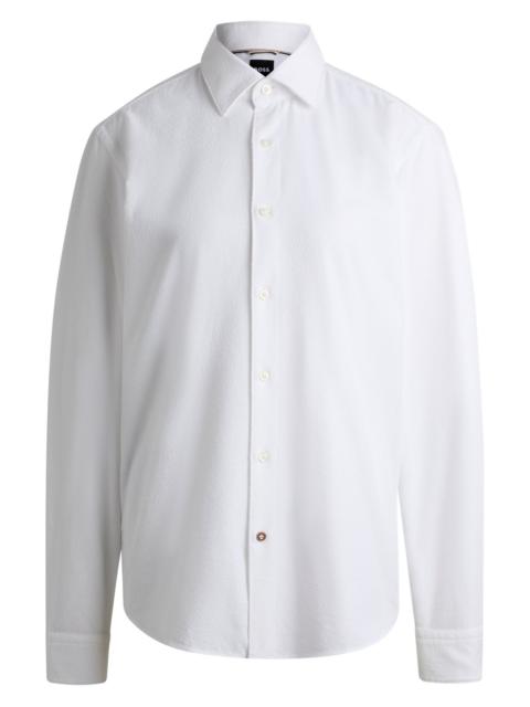 BOSS REGULAR-FIT SHIRT IN ITALIAN-MADE BOUCLÉ
