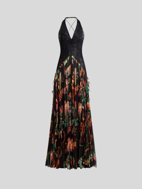 Etro LONG SILK DRESS WITH FLOUNCE