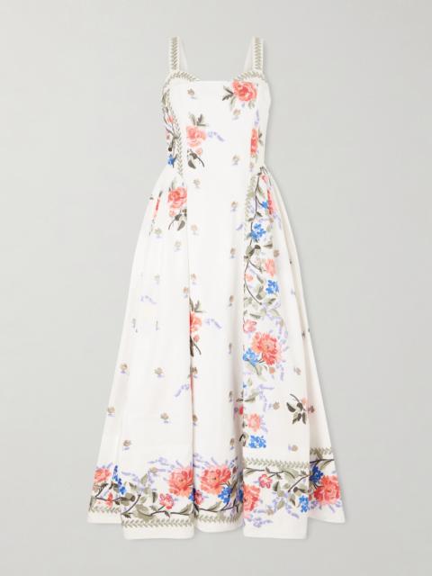 Erdem Pleated Embroidered Cotton-faille Midi Dress