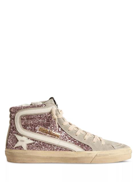 Golden Goose Women's Slide Glitter High Top Sneakers