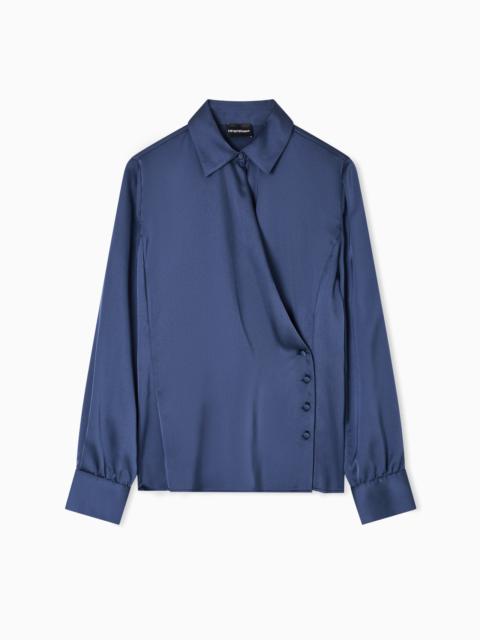 EMPORIO ARMANI SATIN CRÊPE WRAP SHIRT