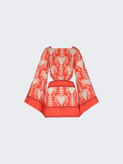 Johanna Ortiz Words Of Wisdom Mini Dress Red And Ecru