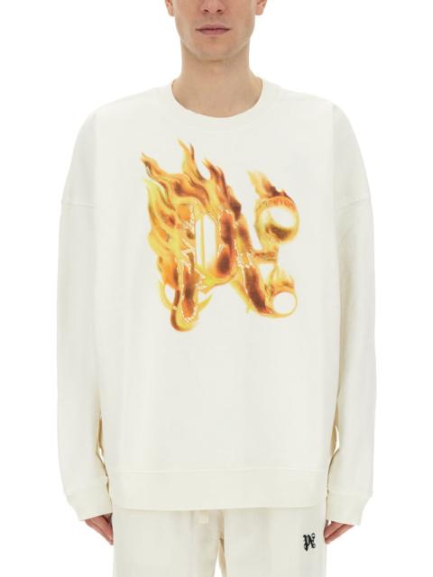 Palm Angels Palm Angels Men "Burning Monogram" Print Sweatshirt