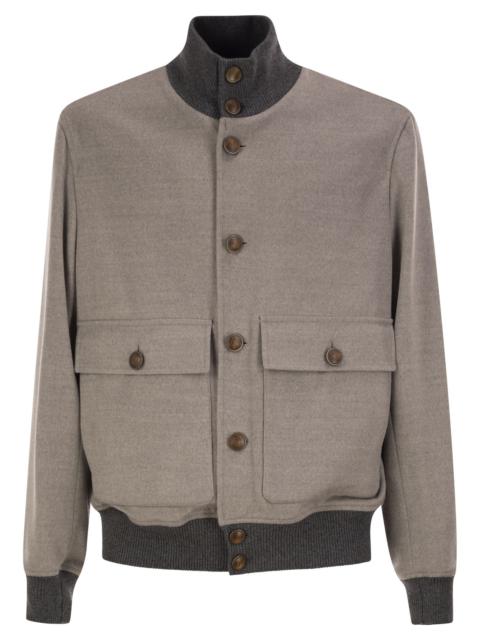 Brunello Cucinelli Brunello Cucinelli Men Virgin Wool Bomber Jacket With Cashmere Knit Details