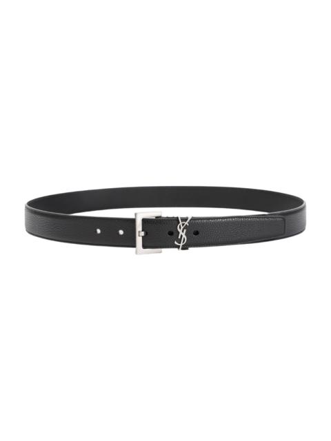 SAINT LAURENT Grained Calf Leather Belt