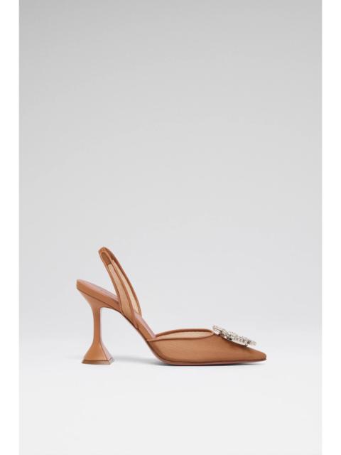 Amina Muaddi BEGUM MESH SLING 95 LATTE MESH