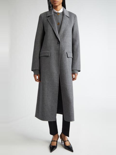 TOTEME TOTEME One-Button Double Face Wool Long Coat in Mid Grey Melange at Nordstrom