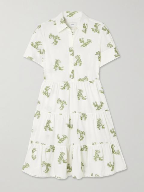 Erdem Embroidered Gathered Fil Coupé Cotton Mini Dress