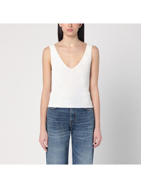 Golden Goose Ribbed Ivory Tank Top Women