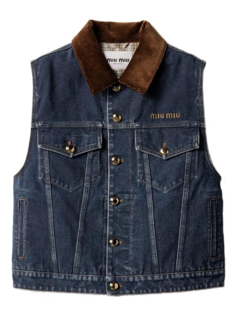Miu Miu Miu Miu Corduroy-collar Denim Vest