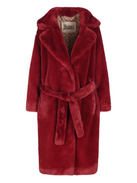 Herno belted faux-fur coat