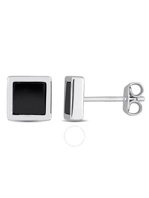Other Designers AMOUR 1 CT TGW Hematite Square Stud Earrings In Sterling Silver