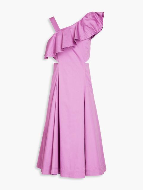 VERONICA BEARD Beilla ruffled cotton-blend poplin midi dress