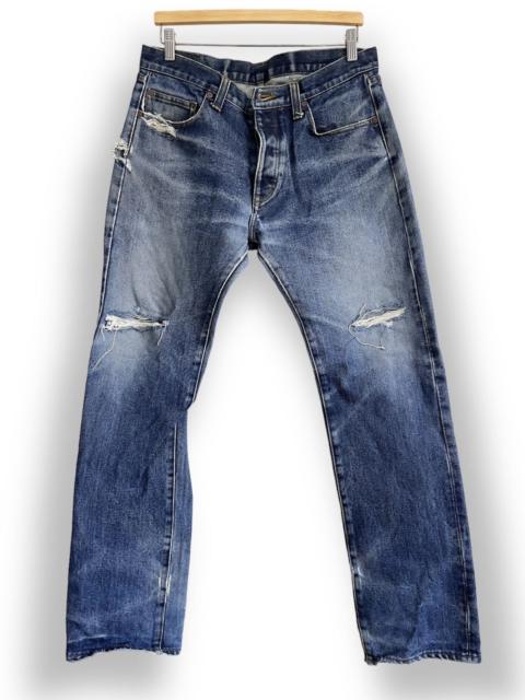 Other Designers Vintage - GRAILS Kojima Genes Japan Blue Buttons Distressed Denim