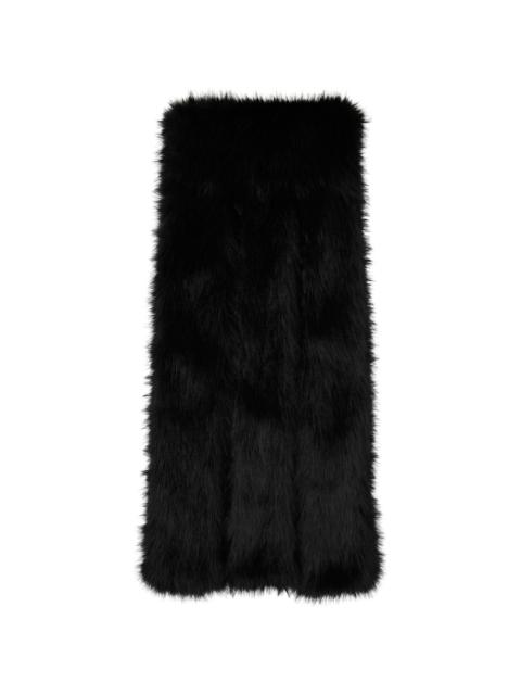 Simone Rocha Black Triple Slit Faux-Fur Scarf