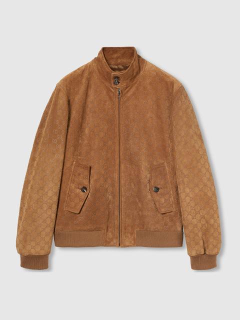 GUCCI Embossed GG suede bomber jacket