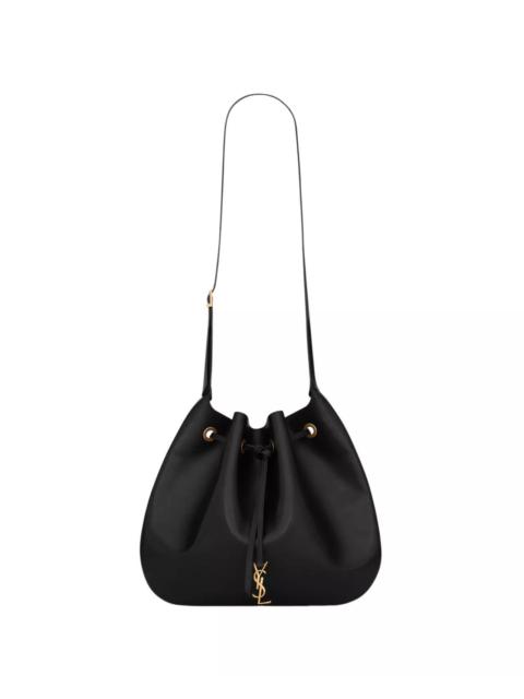 SAINT LAURENT SAINT LAURENT Paris VII Large Black Leather Hobo Bag New