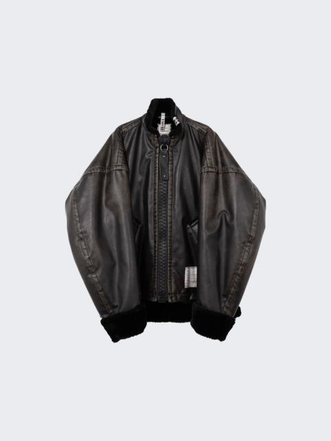 Maison MIHARAYASUHIRO Vegan Boa Leather Jacket Black