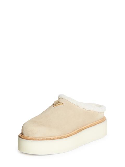 Prada Prada Evolve Genuine Shearling Clog in Ecru at Nordstrom