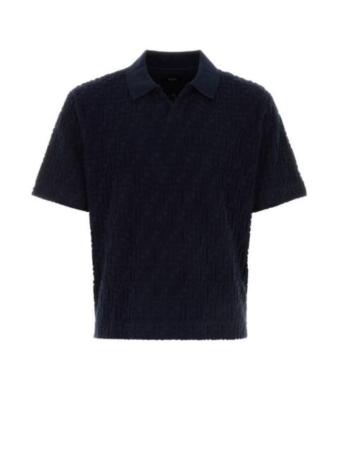 FENDI Fendi Man Dark Blue Terry Fabric Polo Shirt