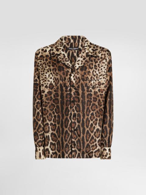 Dolce & Gabbana Silk vanity shirt with leopard print
