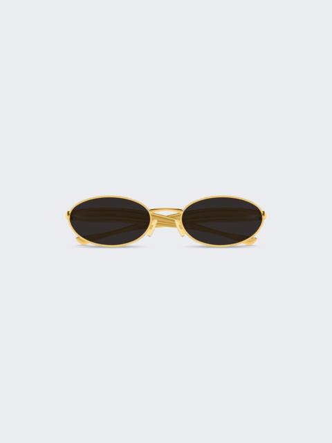 Bottega Veneta Sardine Oval Sunglasses Shiny Gold